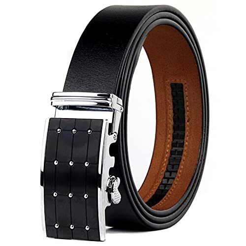 FJZFXKZL Gürtel Herren Ledergürtel Automatische Schnalle Metall 35mm Breite Mode Hosen Taille Strap Male Luxus Designer Western Ratsche Gürtel Größe Angepasst von FJZFXKZL