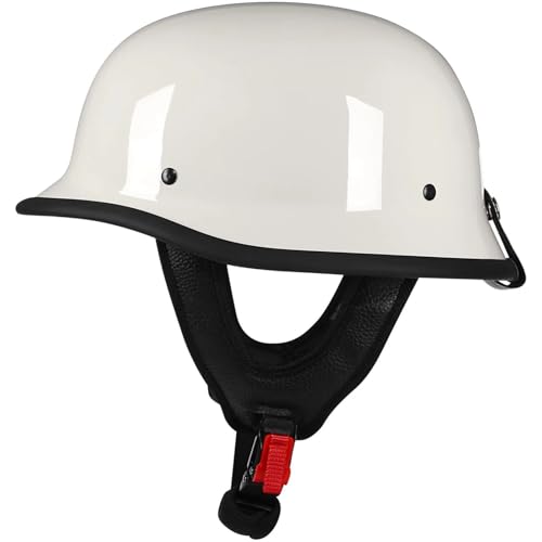 Deutscher Stil Halbschalenhelm,DOT/ECE Genehmigt Retro Motorrad Halbhelm, Schnellverschluss Schnalle, Erwachsene Halbschale Jet-Helm, Scooter-Helm, Für Cruiser, Scooter F,M/(57~58cm) von FKPYVKUJ