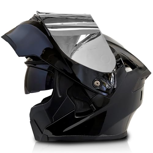 Klapphelm Motorradhelm ECE-R 22.06 Zertifiziert Integralhelm Für Damen Und Herren Jethelm Mit Kinnschutz Scooter Roller Moped Helm Mit Sonnenblende E,XXXL/{65~66cm} von FKPYVKUJ