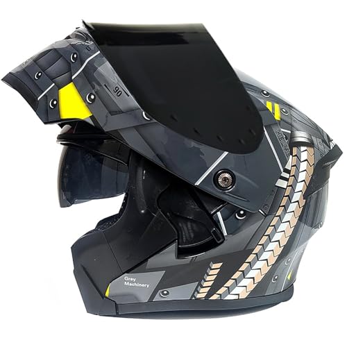 Klapphelm Motorradhelm ECE-R 22.06 Zertifiziert Integralhelm Für Damen Und Herren Jethelm Mit Kinnschutz Scooter Roller Moped Helm Mit Sonnenblende F,XXXL/{65~66cm} von FKPYVKUJ