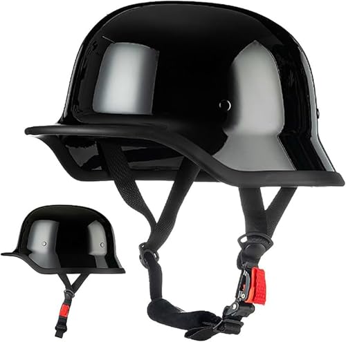 Motorrad-Retro-Halbhelm Für Erwachsene, Männer Und Frauen, Halbhelme Im Deutschen Stil, Roller-Mopedhelm, Motorrad-Totenkopf-Baseballmütze, Helm Mit DOT-Zulassung A,M/(57~58cm) von FKPYVKUJ