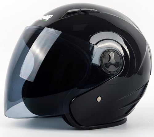 Motorradhelm, ECE-2206-Zertifizierter Offener Motorrad-Renn-Jethelm Für Erwachsene, Offroad-Motocross-Helm, Doppelvisier, Modische Persönlichkeit Für Männer Und Frauen C,L/(59~60cm) von FKPYVKUJ