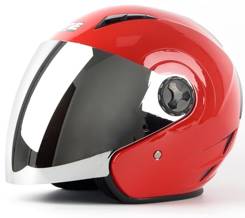 Motorradhelm, ECE-2206-Zertifizierter Offener Motorrad-Renn-Jethelm Für Erwachsene, Offroad-Motocross-Helm, Doppelvisier, Modische Persönlichkeit Für Männer Und Frauen E,M/(57~58cm) von FKPYVKUJ