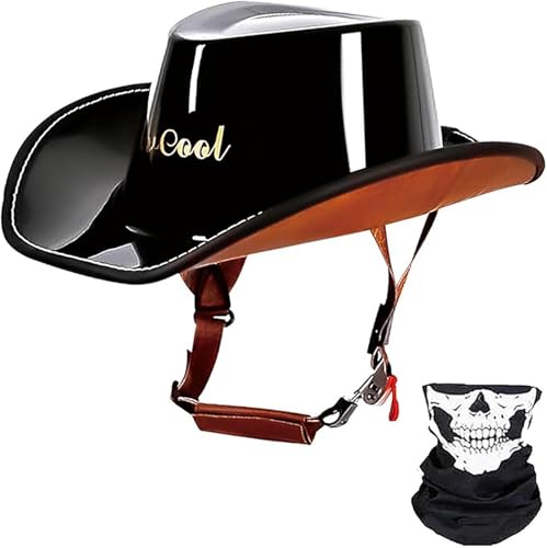 Summer Profile Cool Halbschalenhelme DOT-geprüfter Cowboyhelm mit Verstellbarer Schnellverschlussschnalle Motorradhelm Erwachsener Unisex-Helm A,L/(59~60cm) von FKPYVKUJ