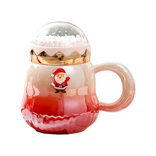 FLCPJGV Keramiktasse für die Feiertage, 500 ml, mit Deckel, Teetasse für besondere Anlässe, Weihnachtsmann von FLCPJGV