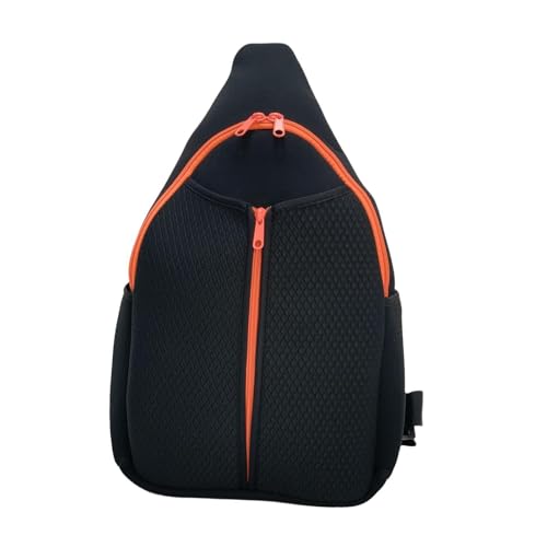 FLCPJGV Pickleball Crossbody Schultertasche Reißverschluss Neopren Paddeltasche, Schwarz Orange von FLCPJGV