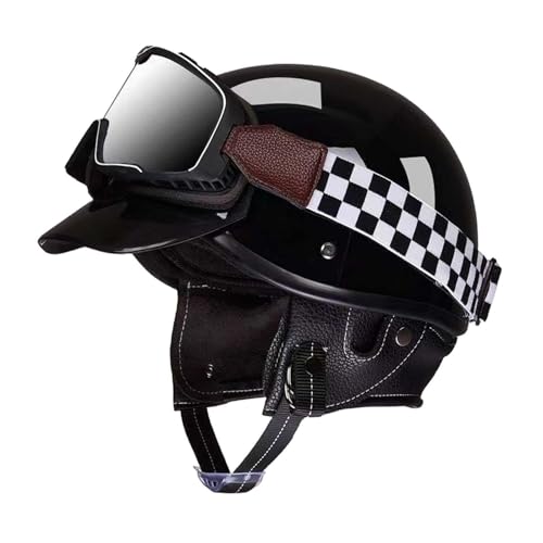 FLCPJGV Rollerhelm Halbhelm Motorradhelm Offener Helm Motorradhelm für, Helles Schwarz von FLCPJGV