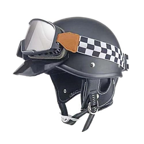 FLCPJGV Rollerhelm Halbhelm Motorradhelm Offener Helm Motorradhelm für, Mattschwarz von FLCPJGV