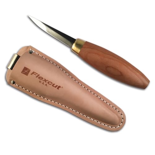 FLEXCUT Sloyd Messer KN50 Klinge aus 1095 Hartstahl, Vollzapfen-Konstruktion, 19,8 cm Gesamtlänge, 7,1 cm Klinge Griff aus Kirschhartholz, inklusive Lederscheide FLEXCUT Sloyd Messer KN50 Klinge aus 1095 Hartstahl, Vollzapfen-Konstruktion, 19,8 cm Gesamtlänge, 7,1 cm Klinge Griff aus Kirschhartholz, inklusive Lederscheide von FLEXCUT