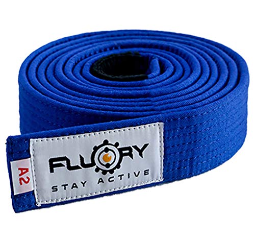 FLUORY BJJ-Gürtel, brasilianischer Jiu-Jitsu-Gürtel mit Farbe Weiß, Lila, Blau, Braun, Schwarz für Größe A0, A1, A2, A3, A4 (BTF01lan, A1) von FLUORY
