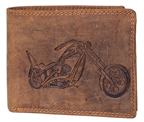 FLW Braun RFID Herren-Lederbrieftasche mit Motorradmotiv. Ausschließlich aus Leder gefertigt. Kein Stofffutter FLW Braun RFID Herren-Lederbrieftasche mit Motorradmotiv. Ausschließlich aus Leder gefertigt. Kein Stofffutter von FLW
