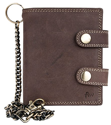 Herren Braunes Leder Geldbörse mit Einer 50 cm Langen Kette Hochformat Herren Braunes Leder Geldbörse mit Einer 50 cm Langen Kette Hochformat von FLW
