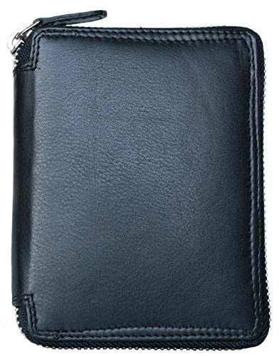 FLW Herren Portemonnaie aus Leder mit Reißverschluss, RFID, Schwarz FLW Herren Portemonnaie aus Leder mit Reißverschluss, RFID, Schwarz von FLW