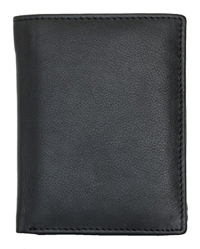Herren Schwarzes Weich Hochqualitäts Leder Portemonnaie mit Nappa-Vollenden Hochformat Herren Schwarzes Weich Hochqualitäts Leder Portemonnaie mit Nappa-Vollenden Hochformat von FLW