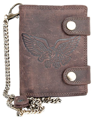 Herren Wild Biker Naturleder Geldbörse Mit Einem Adler Und Mit Einer Metallkette RFID Herren Wild Biker Naturleder Geldbörse Mit Einem Adler Und Mit Einer Metallkette RFID von FLW