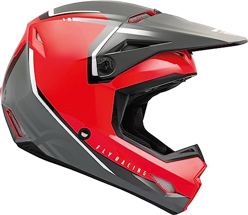 Fly Racing Kinetic Vision Motocross Helm (Gray/Red,L (60)) von FLY Racing