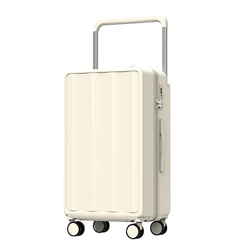 FLYBUG YAOSHER Breiter Trolley-Koffer, 26-Zoll-Koffer mit großem Fassungsvermögen, Passwortgeschützte, langlebige Universalräder, für Reisen geeignet (weiß 24 Zoll) von FLYBUG