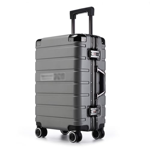 FLYBUG YAOSHER-Koffer, flexibel und einziehbar, leise Lenkrollen, verstärkter Aluminiumrahmen, Koffer, geeignet zum Ausgehen (grau, 24 Zoll) von FLYBUG