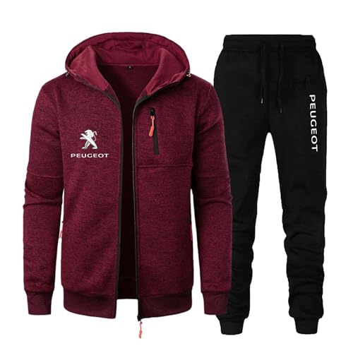 FLYCHI Jogginganzug Herren P-EuGeot 2-Teiliges Sweatshirt Hoodie Jacke Und Jogginghose Trainingsanzüge Mit Reißverschluss Tasche Freizeitanzug Jogginganzug,2XL, 05 von FLYCHI