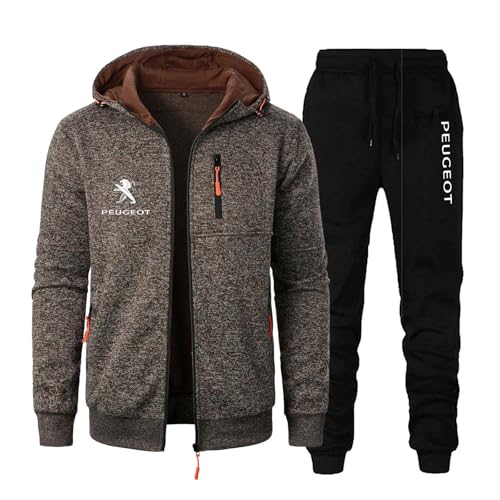 FLYCHI Jogginganzug Herren P-EuGeot 2-Teiliges Sweatshirt Hoodie Jacke Und Jogginghose Trainingsanzüge Mit Reißverschluss Tasche Freizeitanzug Jogginganzug,3XL, 08 von FLYCHI