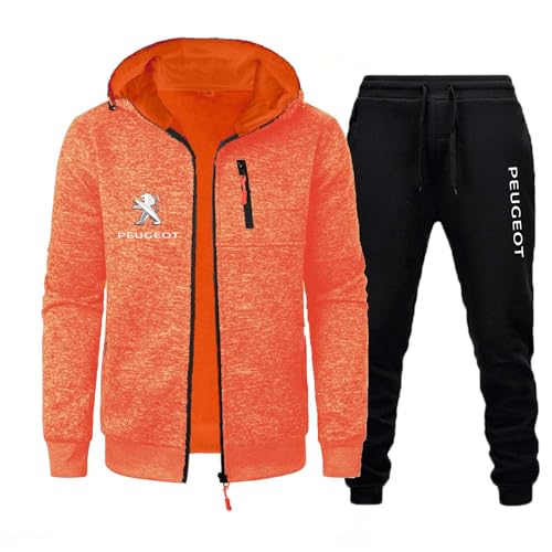 FLYCHI Jogginganzug Herren P-EuGeot 2-Teiliges Sweatshirt Hoodie Jacke Und Jogginghose Trainingsanzüge Mit Reißverschluss Tasche Freizeitanzug Jogginganzug,XL,01 von FLYCHI