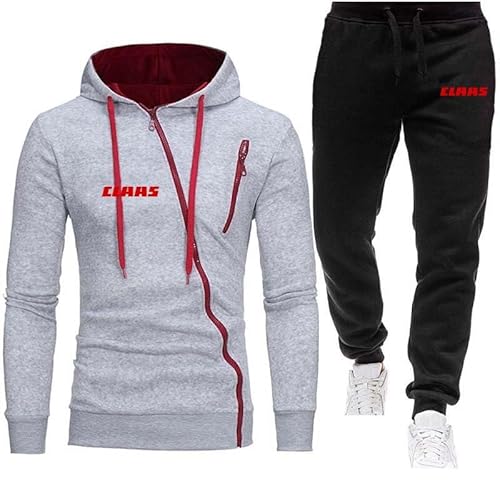 FLYCHI Trainingsanzug Herren Jogginganzug CL_AAS Reißverschluss Kapuzenpullover Jogging Hose Zweiteiliges Set Mode Sportbekleidung Streetwear Freizeitanzug,S, Grey 01 von FLYCHI