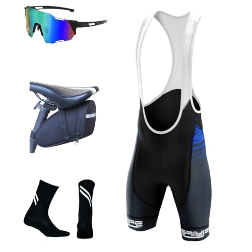 FLYIFE Herren Radfahren Bib Shorts, 8D Gepolsterte Fahrradhose kurz Atmungsaktive schnelltrocknende stoßfeste Herren Fahrrad Hosen Radhose (6XL,TYP-3) von FLYIFE