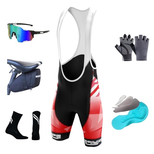 FLYIFE Herren Radfahren Bib Shorts, Trägerhose Fahrrad Herren Fahrradhose Kurz,Radfahren Shorts für Männer Gel gepolstert mit Taschen, Road Shorts atmungsaktiv Quick-Dry (3XL,TYP-8) von FLYIFE