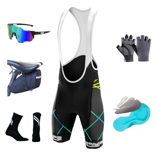 FLYIFE Herren Radfahren Bib Shorts, Trägerhose Fahrrad Herren Fahrradhose Kurz,Radfahren Shorts für Männer Gel gepolstert mit Taschen, Road Shorts atmungsaktiv Quick-Dry (4XL,TYP-4) von FLYIFE