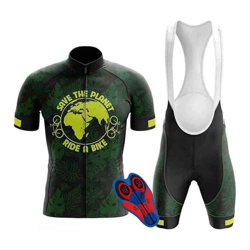 FLYIFE Herren Radtrikot Set Kurzarm mit 9D Sitzpolster für MTB Rennrad Fahrrad Jersey + Trägerhose/Radlerhose für Radsport (TYP-8,2XL) von FLYIFE