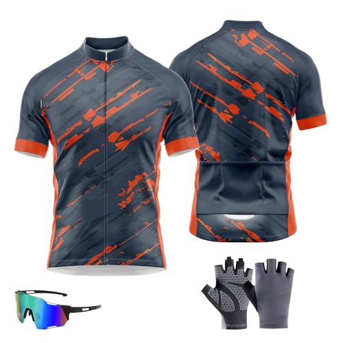 FLYIFE Kurzarm Radtrikot Herren Rennrad Fahrrad Trikots Elastische Atmungsaktive T-Shirt Jersey Funktionsshirt Schnell Trocknen Stoff Fahrradtrikot für Radsport Outdoor Sport (TYP-10,XS) von FLYIFE