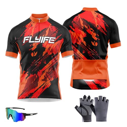 FLYIFE Radtrikot Herren Kurzarm Rennrad Fahrrad Trikots Fahrradtrikot Herren Fahrradtrikot MTB Fahrrad Sommer Kurzarm Radfahren Shirt Tops (L,TYP-1) von FLYIFE