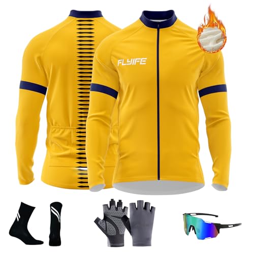 Fahrrad Jacke Winter Thermo Fahrradbekleidung - Rennrad Trikot Herren Reißverschluss mit Taschen, für Outdoor-Aktivitäten wie Radfahren, Klettern, Wandern (TYP-11,XL) von FLYIFE