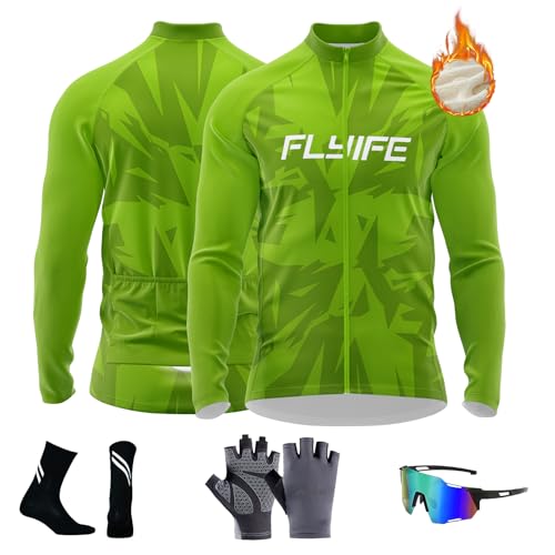 Fahrrad Jacke Winter Thermo Fahrradbekleidung - Rennrad Trikot Herren Reißverschluss mit Taschen, für Outdoor-Aktivitäten wie Radfahren, Klettern, Wandern (TYP-13,XXS) von FLYIFE