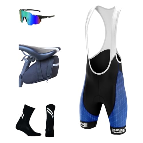 Herren Hose Men's Active Bib Pants,Herren Radfahren Bib Shorts, Radfahren Shorts für Männer Gel gepolstert mit Taschen, Road Shorts atmungsaktiv Quick-Dry (S,TYP-1) von FLYIFE