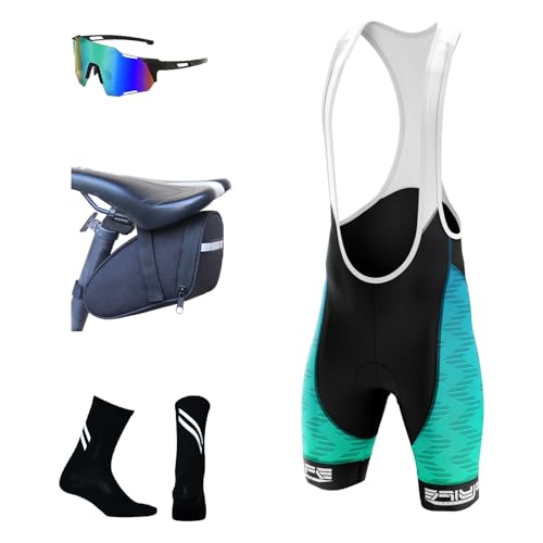 Herren Hose Men's Active Bib Pants,Herren Radfahren Bib Shorts, Radfahren Shorts für Männer Gel gepolstert mit Taschen, Road Shorts atmungsaktiv Quick-Dry (XXL,TYP-8) von FLYIFE