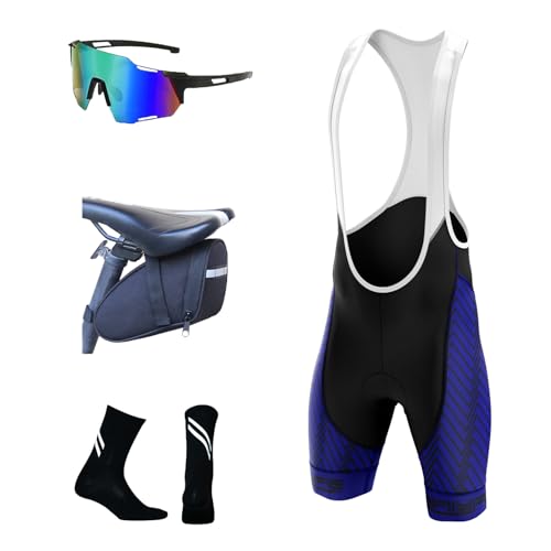 Herren Hose Men's Active Bib Pants Herren Radfahren Bib Shorts, Radfahren Shorts für Männer Gel gepolstert mit Taschen, Road Shorts atmungsaktiv Quick-Dry (XL,TYP-10) von FLYIFE