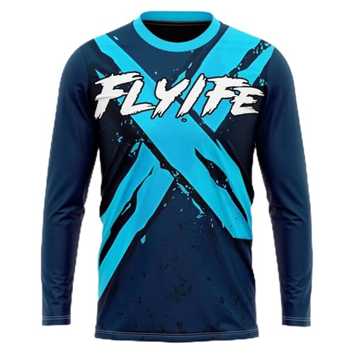 MTB Trikot,T-Shirt,Herren Langarm MountainbikeShirt,Fahhradtrikot MTB Rennrad Trikot,Motocross-Jersey Langarm (P4,XXS) von FLYIFE