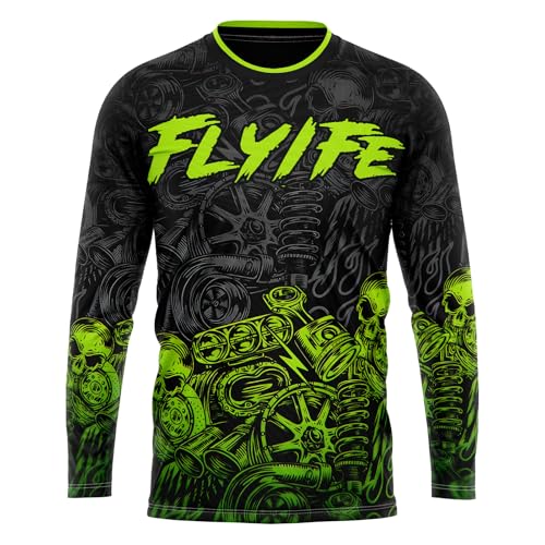 MTB Trikot Herren,Herren-Radtrikots, Radfahren Jersey Herren Mountainbike Motocross Jersey Langarm MTB T-Shirt,Herren Mountainbike MTB Top Langarm Atmungsaktiv (P1,4XL) von FLYIFE