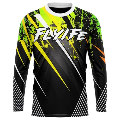 MTB Trikot Herren,MTB Shirt Herren,Herren Mountainbike MTB Top Kurzarm Atmungsaktiv Bequem Weich,MX MTB Mountainbike,Motocross-Shirt Langarm,Shirt Downhill Fahrrad Jersey Schnelltrocknend (P8,L) von FLYIFE