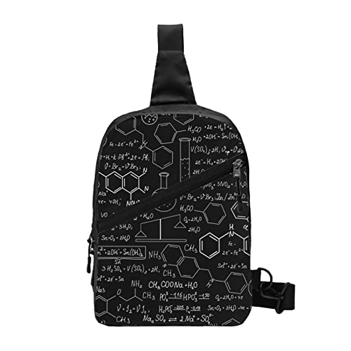 Schwarze und weiße Totenkopf-Schultertasche, Brusttasche für Herren und Damen, faltbar, Sport, lässig, Schulter-Rucksack, Umhängetasche, linke oder rechte Schultertasche, Abstrakte Wissenschaft von FLYIFE