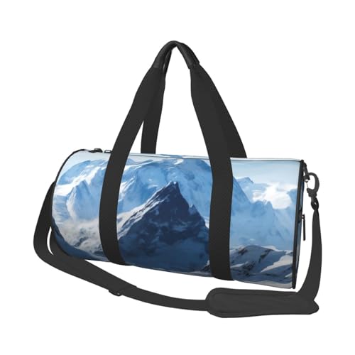 Snowy Mountain bedruckte Reisetasche aus Segeltuch – Sporttasche mit großer Kapazität für Wochenende, Geschäftsreisen, Schwarz , Einheitsgröße von FLYIFE