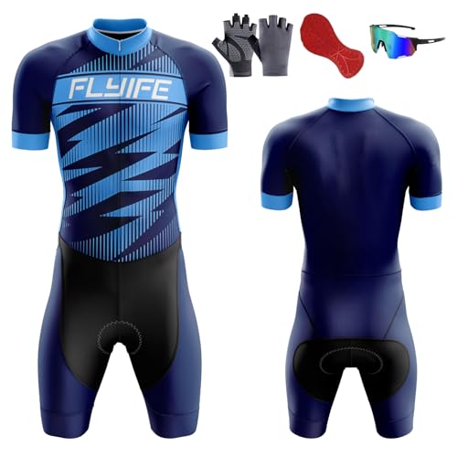 Triathlon Anzug Herren Triathlon Anzug Herren,Einteiliges Radtrikot,Trisuit Einteiler,Triathlonanzug,3Taschen für Wettkampf Run,Cycle,Swim,Strumpfhosen (TYP-3,S) von FLYIFE