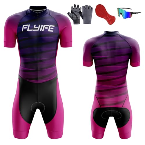 Triathlon Anzug Herren Triathlon Anzug Herren,Einteiliges Radtrikot,Trisuit Einteiler,Triathlonanzug,3Taschen für Wettkampf Run,Cycle,Swim,Strumpfhosen (TYP-8,XXS) von FLYIFE