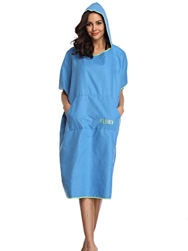 FLYILY Microfaser Surf Poncho Handtuch mit Kapuze Bademantel zum Schwimmen und Strand wechseln Einheitsgröße Alle Erwachsenen FLYILY Microfaser Surf Poncho Handtuch mit Kapuze Bademantel zum Schwimmen und Strand wechseln Einheitsgröße Alle Erwachsenen von FLYILY