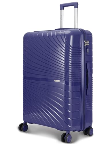 FLYMAX Premium 24" mittelgroßer Koffer, 4 Räder, leichtes Hartschalen-PP-Gepäck, 75 l, Marineblau von FLYMAX