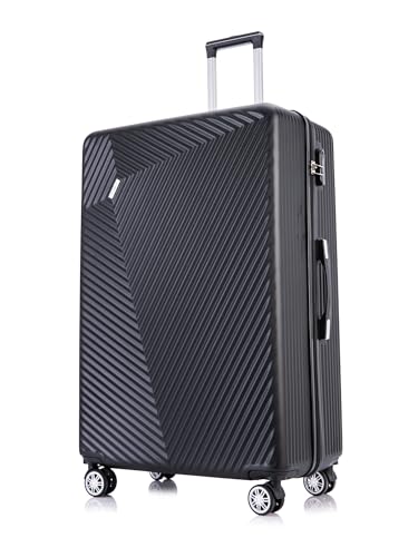 FLYMAX XL 32" extra große 4-Rad-Koffer, Spinner, leichtes Gepäck, ABS-Reisekoffer, Schwarz von FLYMAX