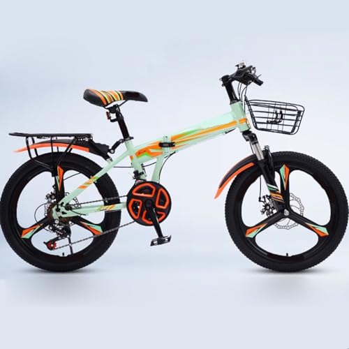 Kinder Klapprad 22/20 Zoll 7 Gang Fahrrad Stoßdämpfung Vorderradgabel Kohlenstoffstahlrahmen Integriertes Rad Verdickter Reifen D1,20 inches von FMBLDM