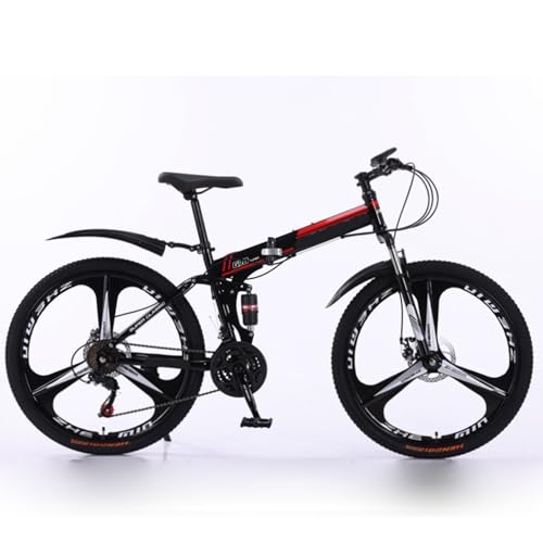 Klapprad Mountainbike 24''26'' für Erwachsene Doppelt Gefedertes Mountainbike 30 Gang Klapprad für Herren und Damen Doppelscheibenbremse D1,26-inch 21-Speed von FMBLDM