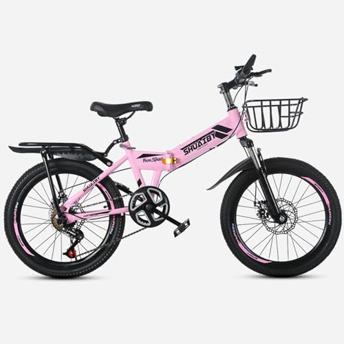 Klapprad Mountainbike 24 Zoll Rahmen aus Kohlenstoffstahl Doppelte Stoßdämpfung Doppelscheibenbremse Geeignet für Jugendliche B,22 inches von FMBLDM